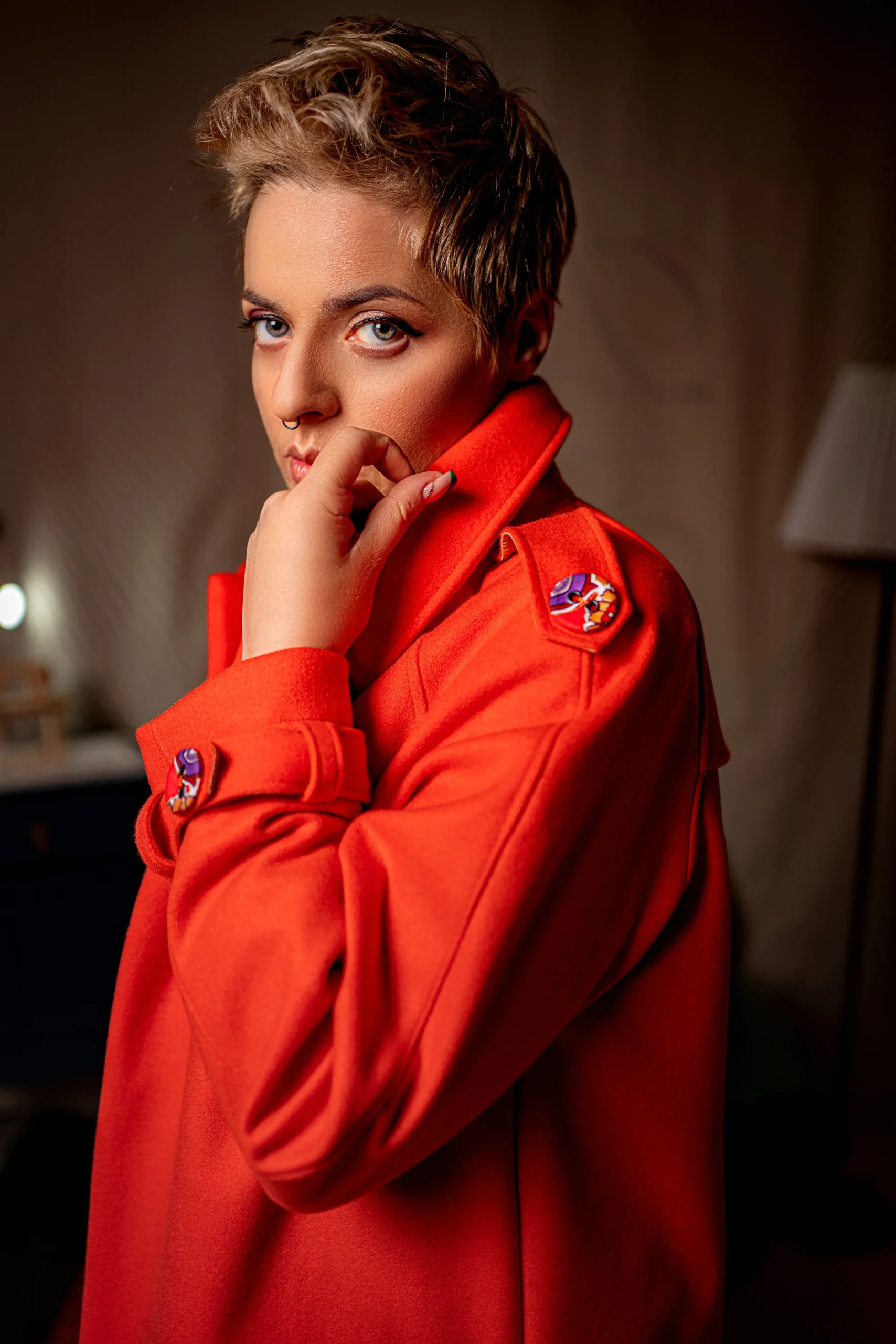 Cappotto arancione modello lungo con colletto - lana - immagine 2