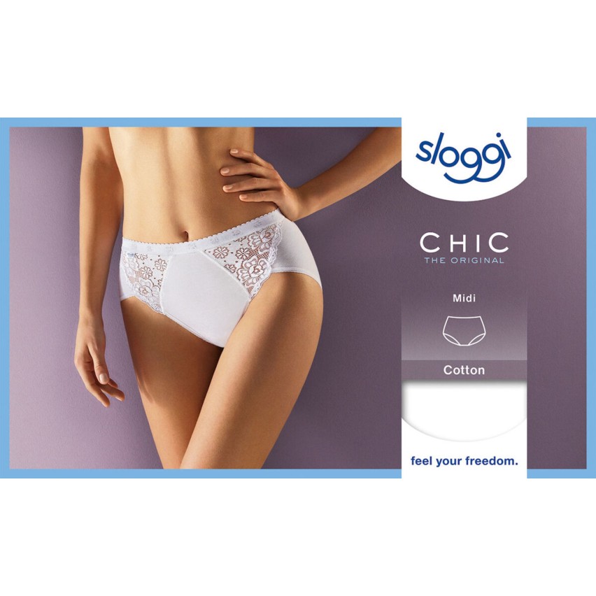 Slip donna marca Sloggi modello Midi Chic in cotone elasticizzato in confezione da 2 pezzi - immagine 8