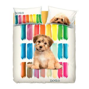 Completo Lenzuola Singolo marca Bassetti Modello Dogs – 100% Cotone USA con Stampa Digitale