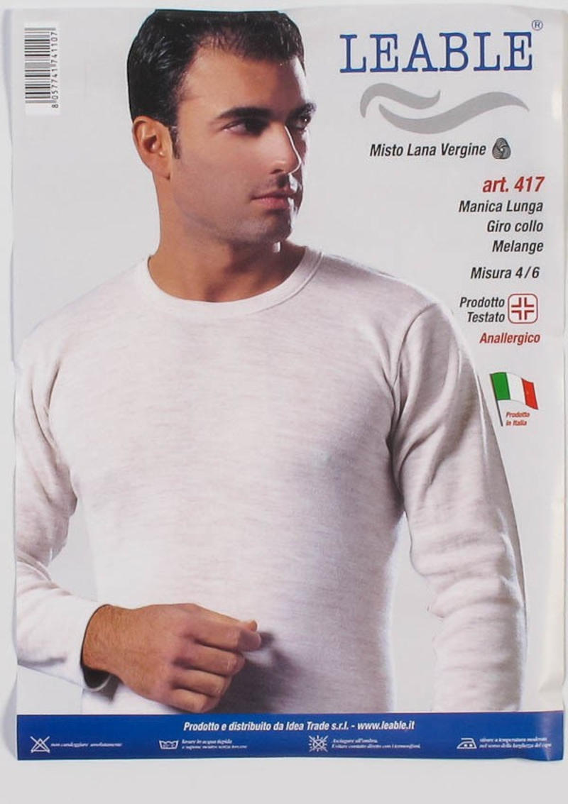 Maglia Uomo marca Leable a manica lunga girocollo in Misto Lana articolo 417 – Made in Italy - immagine 3