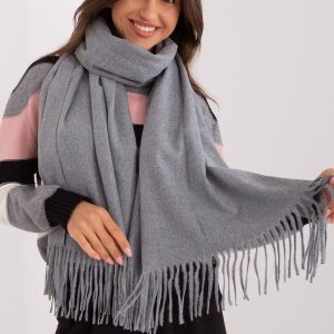 Maxi sciarpa in viscosa, lana e cashmere in colore grigio