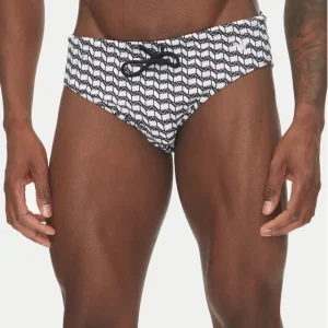 Costume uomo a slip Emporio Armani con stampa in loop dell’ Aquila in colore bianco in taglia 50/L