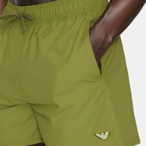 Costume Mare Emporio Armani a pantaloncino– Tessuto Tecnico, Logo Stampato, colore verde oliva taglia 52/XL