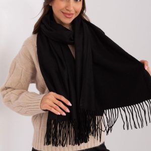 Maxi sciarpa in viscosa, lana e cashmere in colore Nero