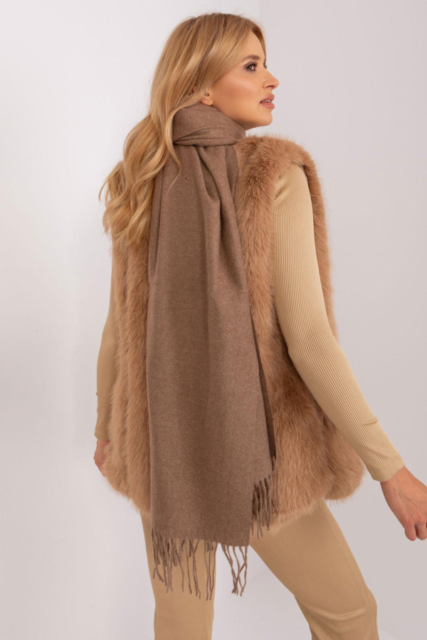 Maxi sciarpa in viscosa, lana e cashmere in colore nocciola - immagine 5