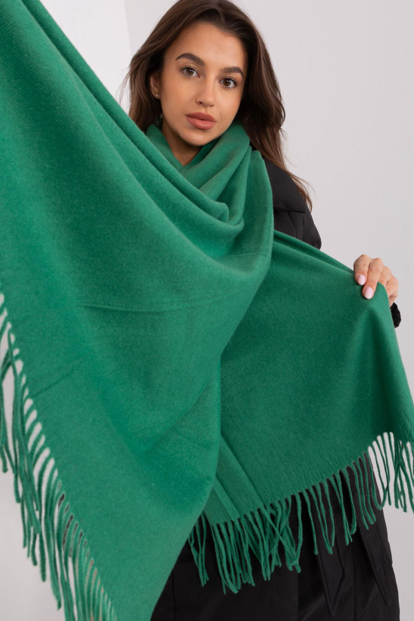 Maxi sciarpa in viscosa, lana e cashmere in colore verde smeraldo - immagine 4