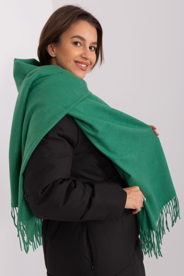 Maxi sciarpa in viscosa, lana e cashmere in colore verde smeraldo - immagine 3