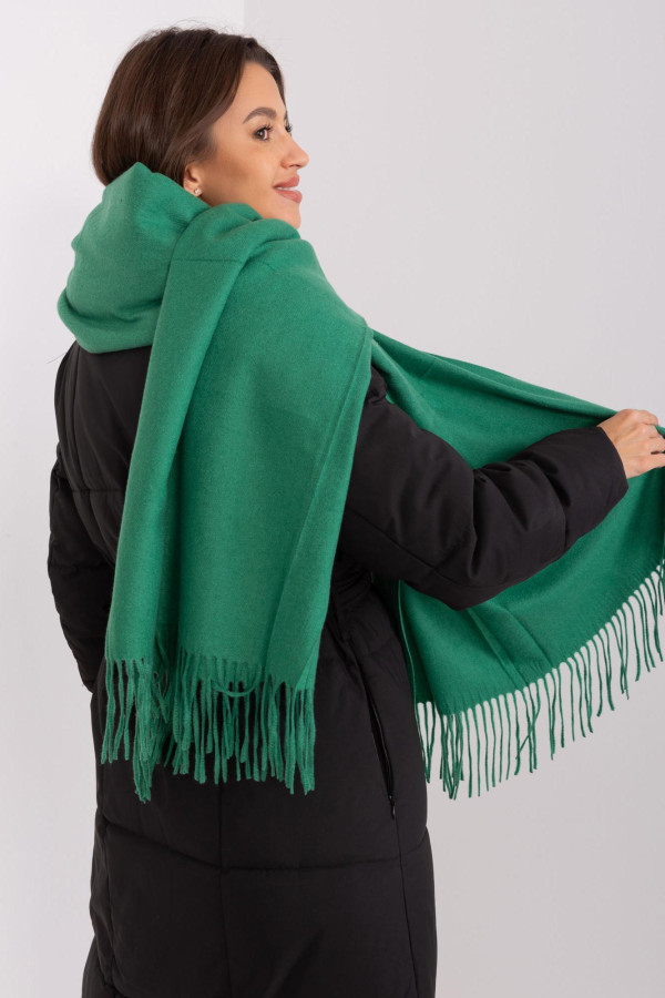 Maxi sciarpa in viscosa, lana e cashmere in colore verde smeraldo - immagine 5