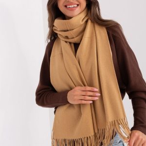 Maxi sciarpa in viscosa, lana e cashmere in colore cammello