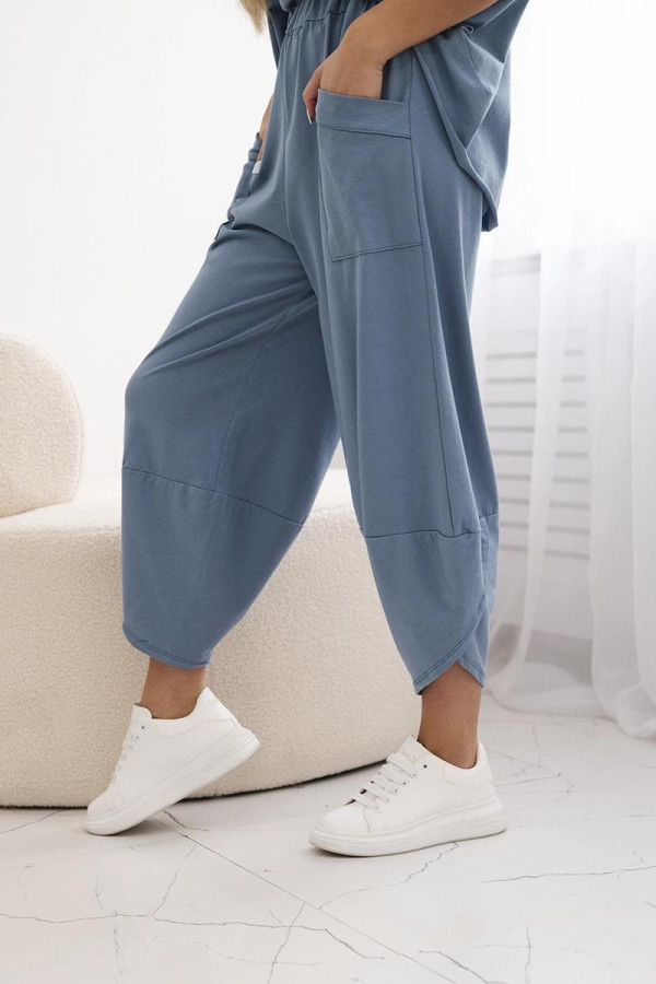 Tuta modello Japan a mezza manica in leggerissimo tessuto di viscosa in colore Jeans - immagine 6