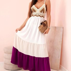 Vestito donna modello DEA in leggerissimo tessuto di viscosa con sfumature viola