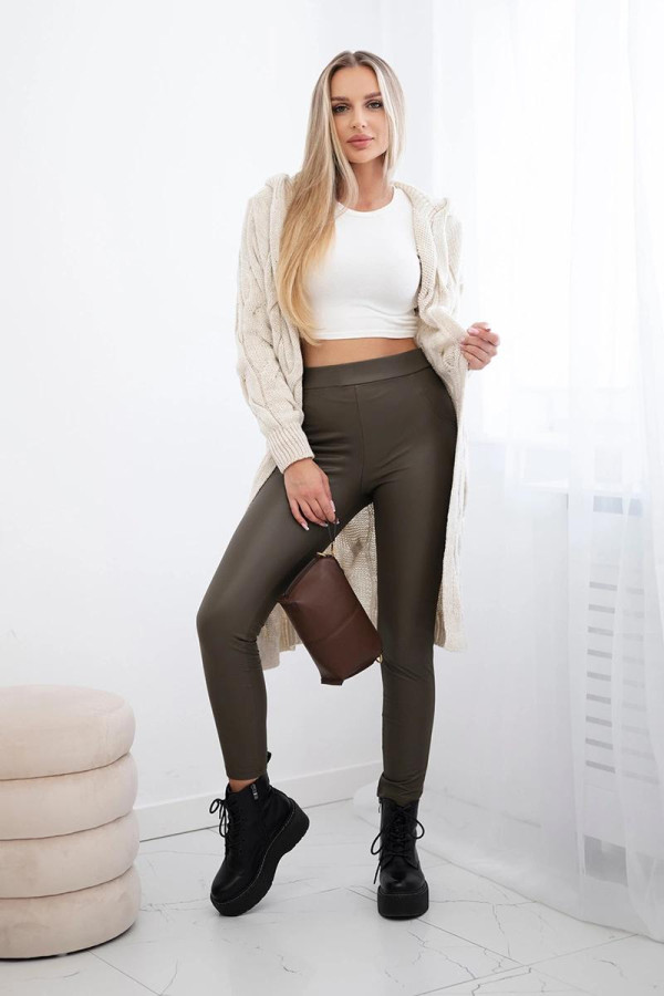 Cardigan donna beige modello Londra con maglia ad intreccio e cappuccio - immagine 4