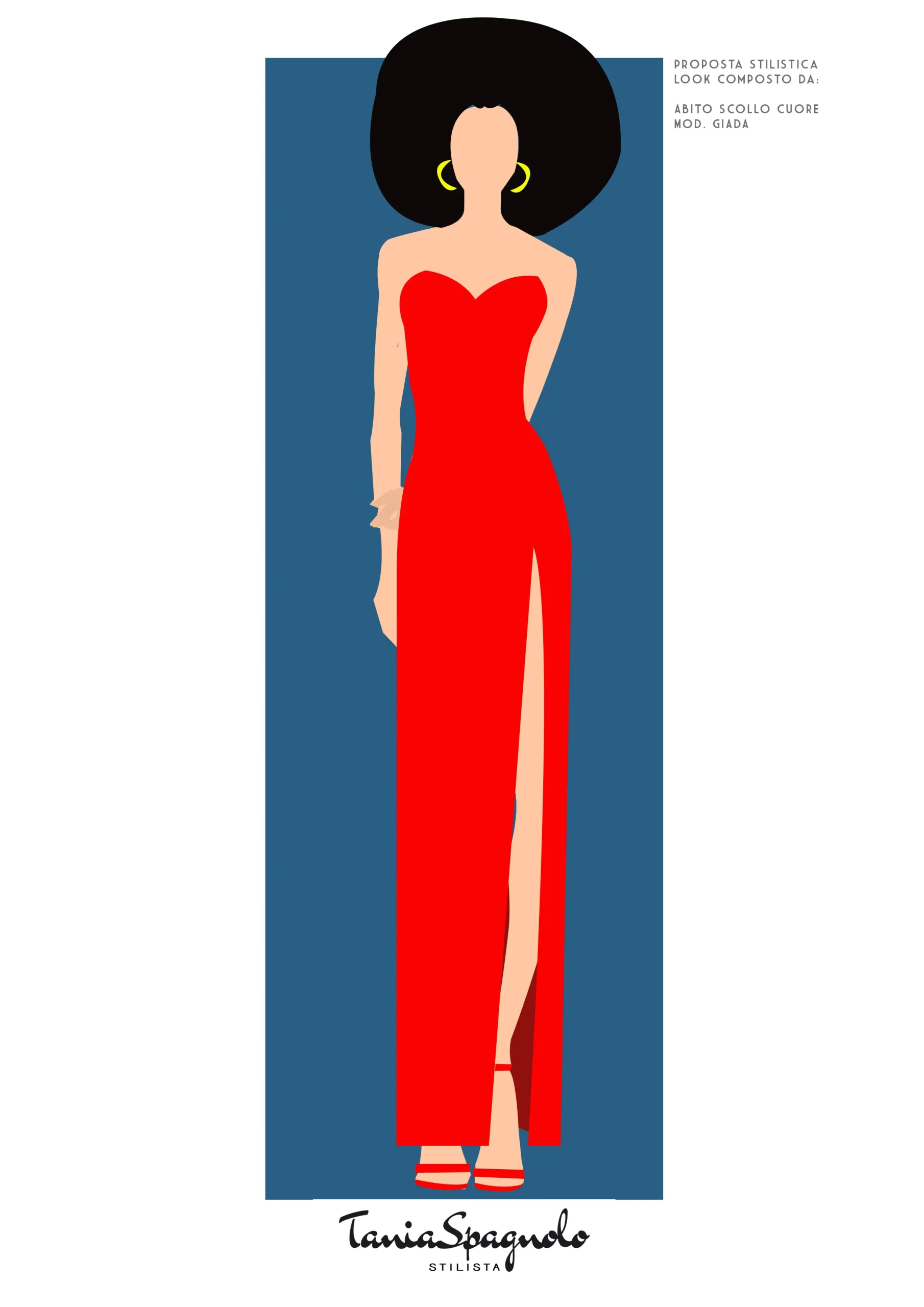 Abito Red Carpet Tubino Lungo rosso scollo a cuore e spacco davanti - immagine 4