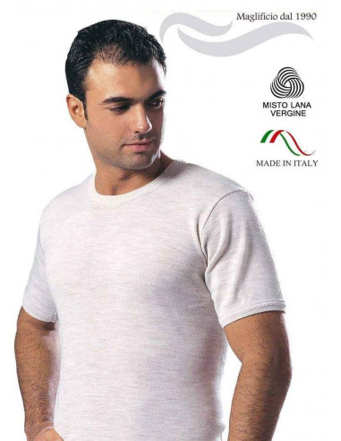 Maglia Uomo marca Leable a mezza manica girocollo in Misto Lana articolo 416 – Made in Italy