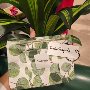 POCHETTE fantasia foglie verdi