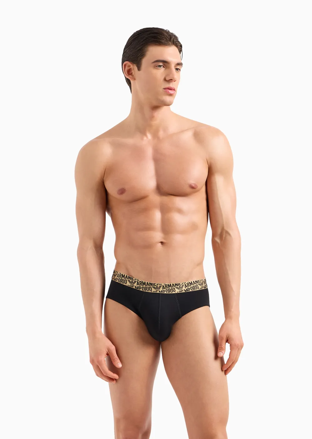 Bipack slip Emporio Armani serie oro in cotone elasticizzato - immagine 3