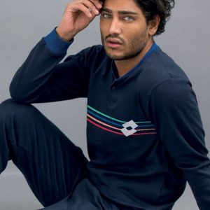 Pigiama uomo marca Lotto modello LP2071 in caldo cotone Blu navy